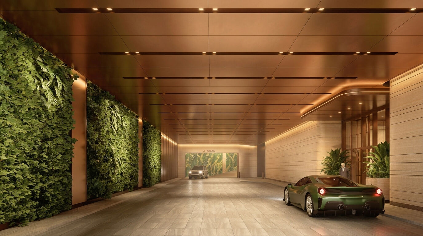 VIP lounge interior rendering at Anantara Miami